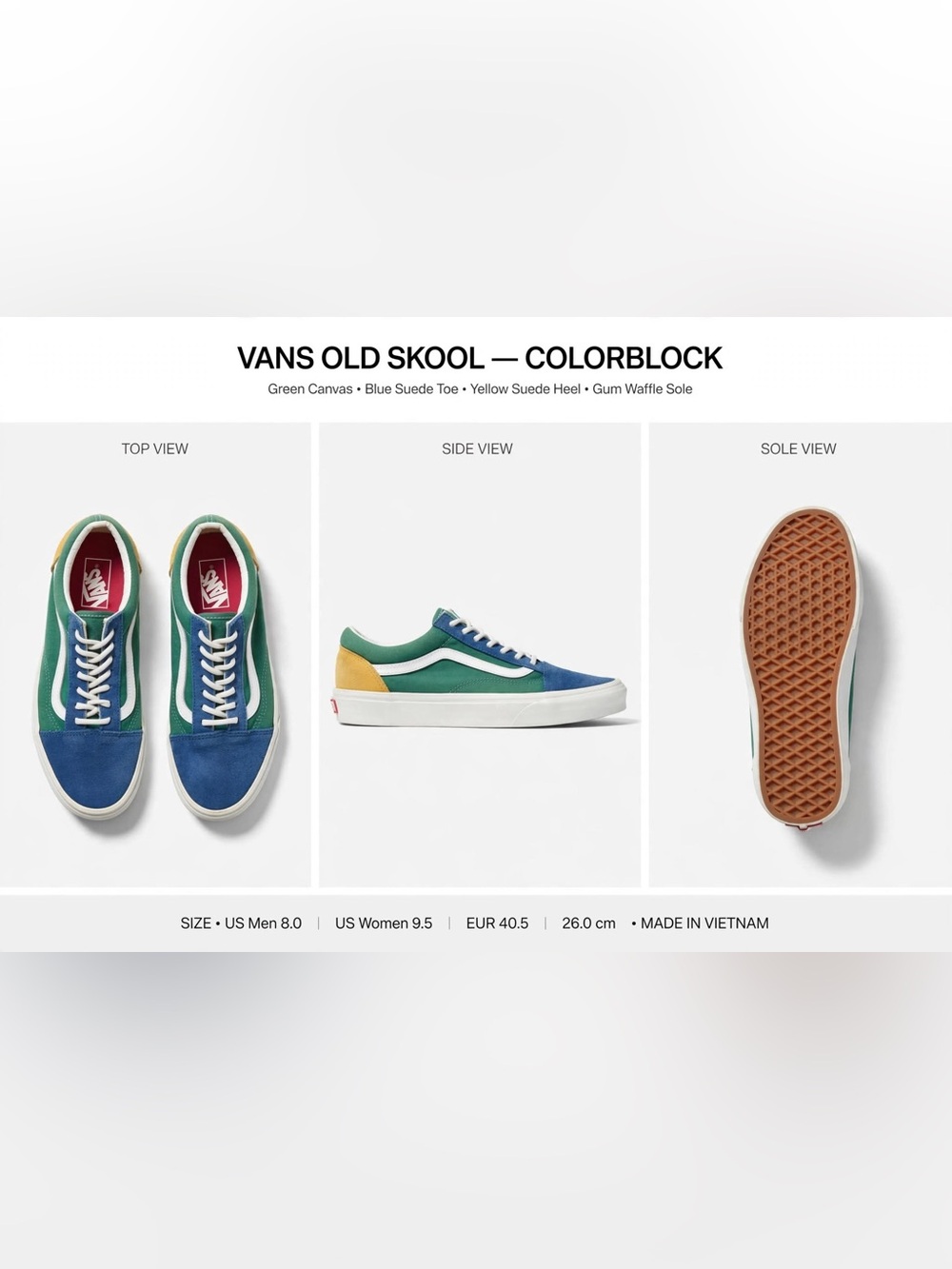 Vans Old Skool Colorblock Sneakers — Green/Blue/Yellow